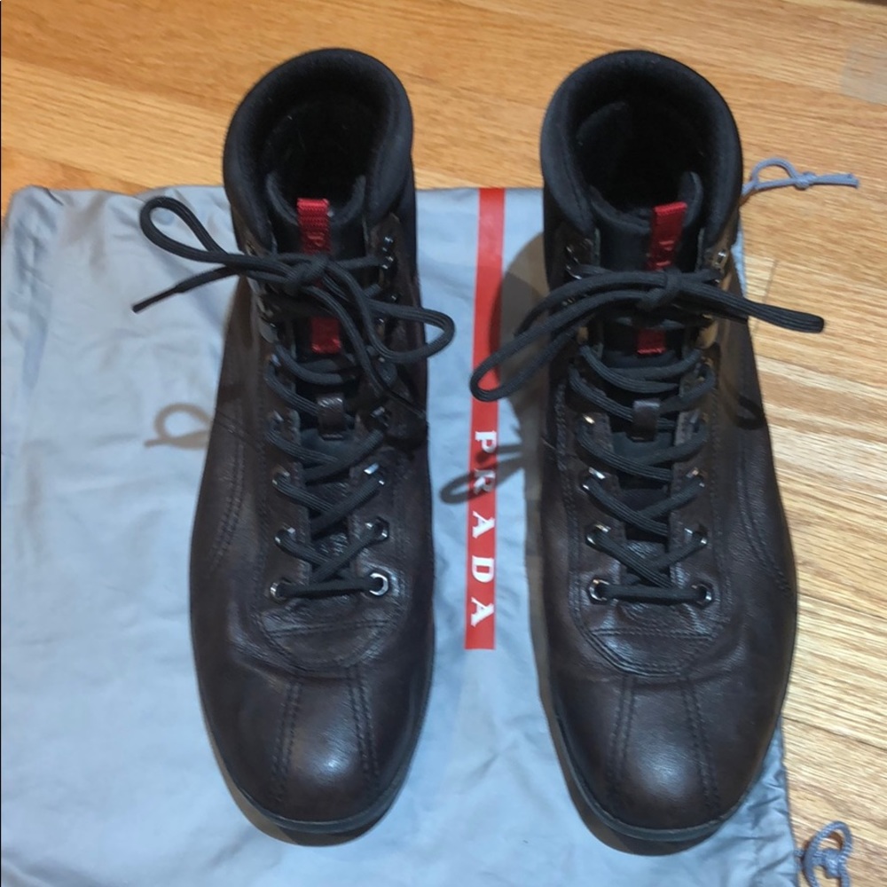 Prada men’s brown snow boots size 9.5